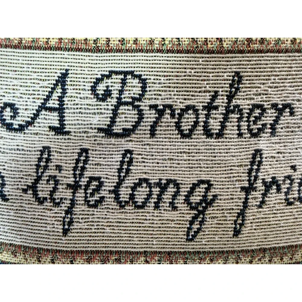 Vintage Tapestry Accent Pillow A Brother Is A Lifelong Friend Quote 13x7